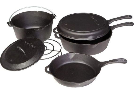 Set 6 vase fonta contine Ceaun, Tigaie clasica 25 cm, Tigaie inalta 25 cm, Tigaie adanca 25 cm, Capac, Suport Camp Chef CC-CBOX6 Set 6 vase fonta contine Ceaun, Tigaie clasica 25 cm, Tigaie inalta 25 cm, Tigaie adanca 25 cm, Capac, Suport Camp Chef CC-CBOX6
