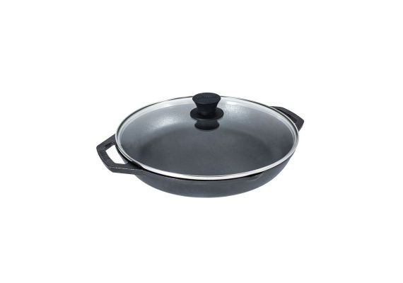 Tigaie adanca rotunda din fonta cu manere si capac de sticla Chef Collection Lodge 30 cm L-C12EP - 1 Tigaie adanca rotunda din fonta cu manere si capac de sticla Chef Collection Lodge 30 cm L-C12EP - 1