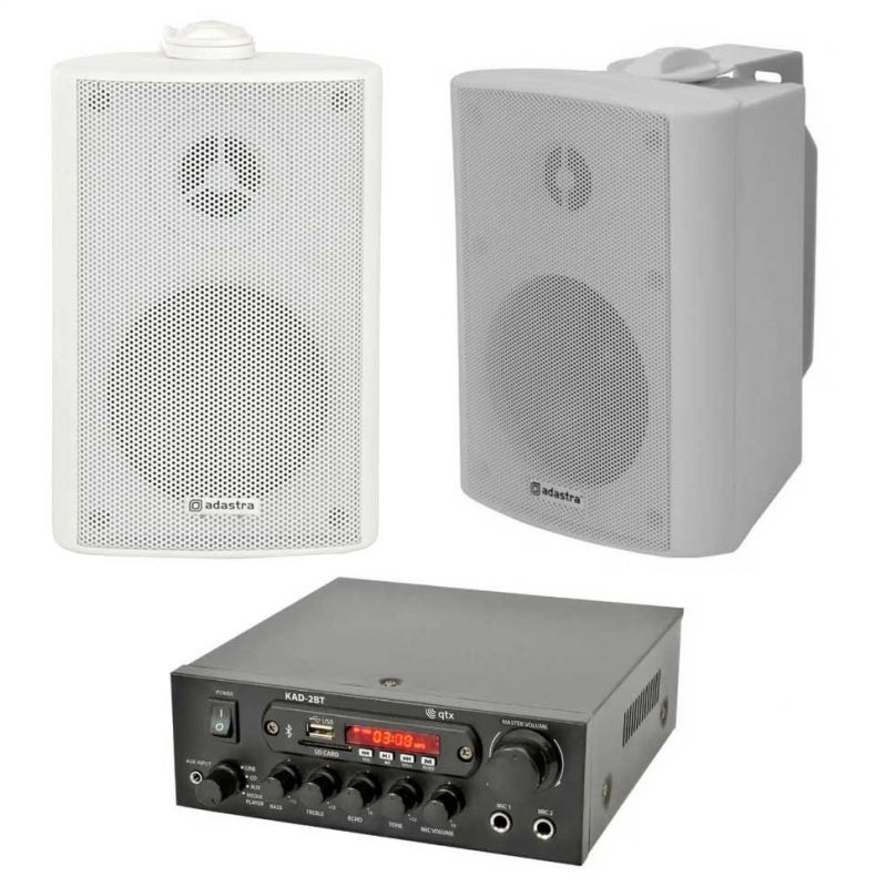 Amplificator digital QTX KAD-2BT, bluetooth, USB, FM, 4-8 Ohmi, 2 x 55W Max, 2 x Boxe BP3V-W - 1 Amplificator digital QTX KAD-2BT, bluetooth, USB, FM, 4-8 Ohmi, 2 x 55W Max, 2 x Boxe BP3V-W - 1