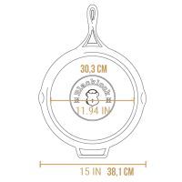 Tigaie adanca rotunda din fonta cu maner triplu asezonata Lodge Blacklock 37 cm L-BL10SK - 12