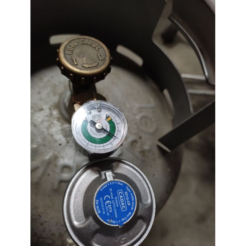 Set regulator de presiune gaz cu manometru si furtun 85 cm Cadac 30mBar Overflow 8510-OF - 7