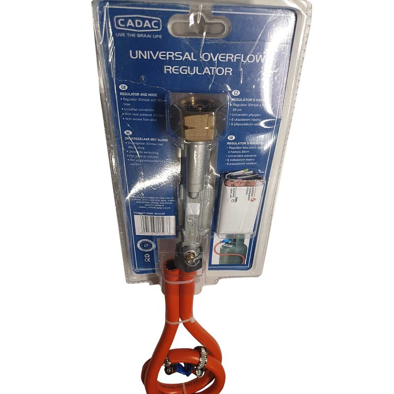 Set regulator de presiune gaz cu manometru si furtun 85 cm Cadac 30mBar Overflow 8510-OF - 2