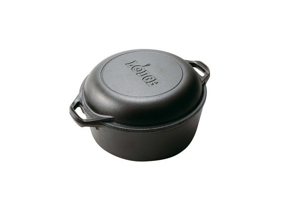 Ceaun din fonta cu capac tip tigaie - cuptor olandez Lodge 25,4 cm 4,7 litri L-8DD3 - 1 Ceaun din fonta cu capac tip tigaie - cuptor olandez Lodge 25,4 cm 4,7 litri L-8DD3 - 1