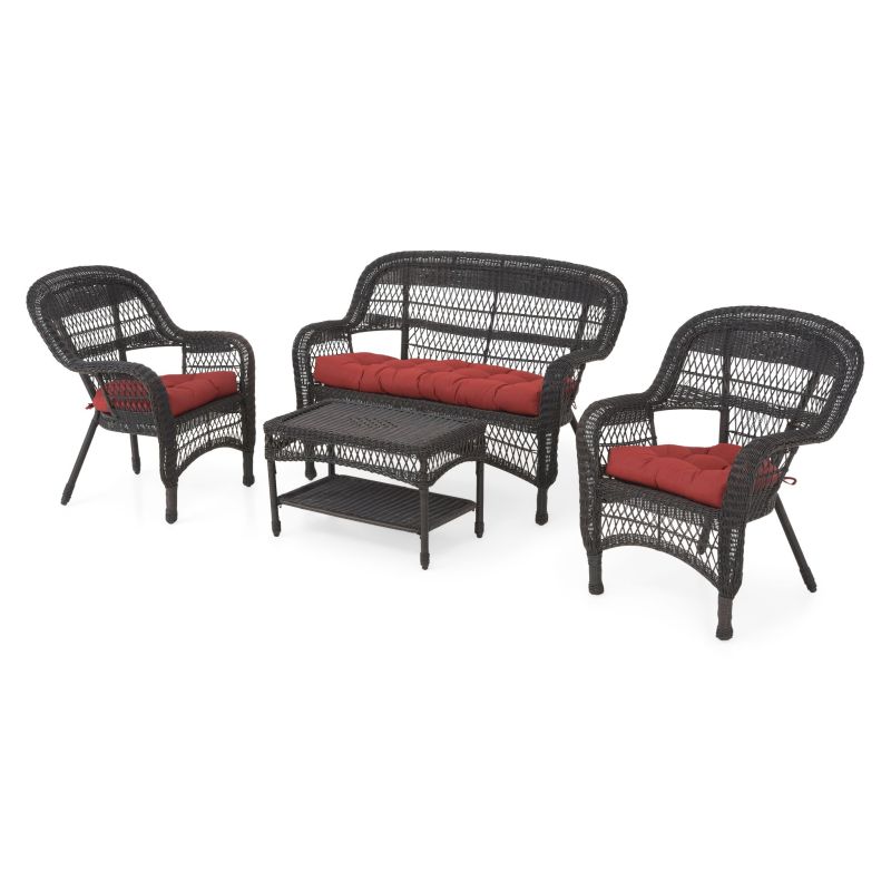 BARBARA Set mobilier terasa/gradina, 4 piese CHW3679 Maro Grena - 1 BARBARA Set mobilier terasa/gradina, 4 piese CHW3679 Maro Grena - 1