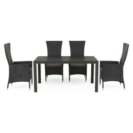 Set 4 scaune cu spatar reglabil si masa drept mica ENCORE negru gri TPW517802SET4 - 1