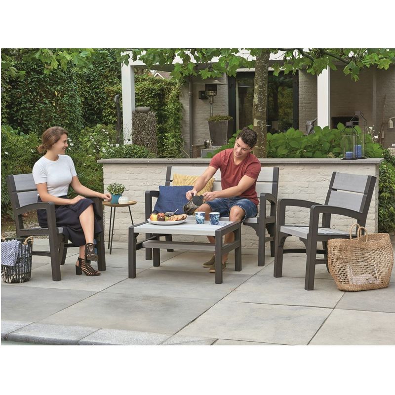 Set mobilier gradina gri-maroniu Keter Montero - 7