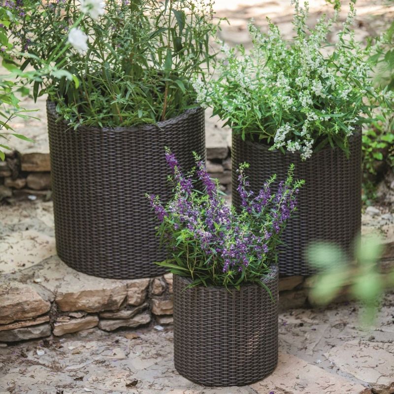 Ghiveci cilindric imitatie ratan gri Keter Cylinder M 18 L - 2