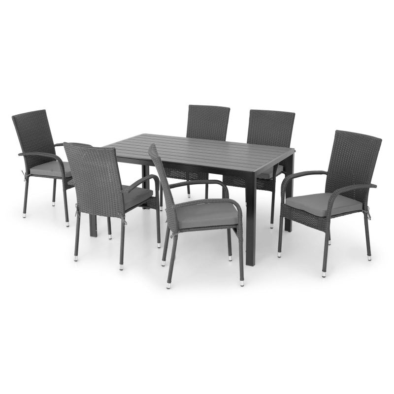 Set 6 scaune si masa dreptunghiulara mica PRESLEY/ENCORE negru - 1