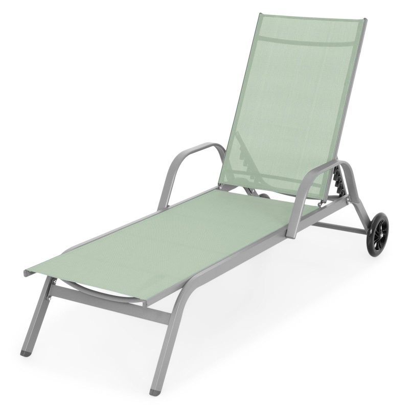 Sezlong PYLOS L.198 l.64 H.83/34 gri/verde - 1 Sezlong PYLOS L.198 l.64 H.83/34 gri/verde - 1