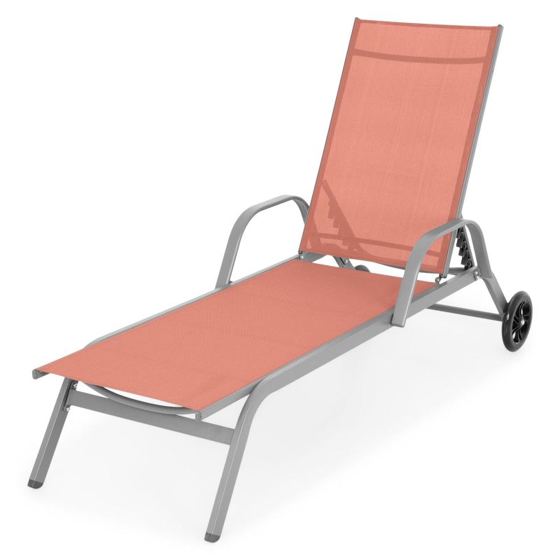 Sezlong Pyos lungime 198 x latime 64 x inaltime 83 / 34 cm gri cu portocaliu - 1