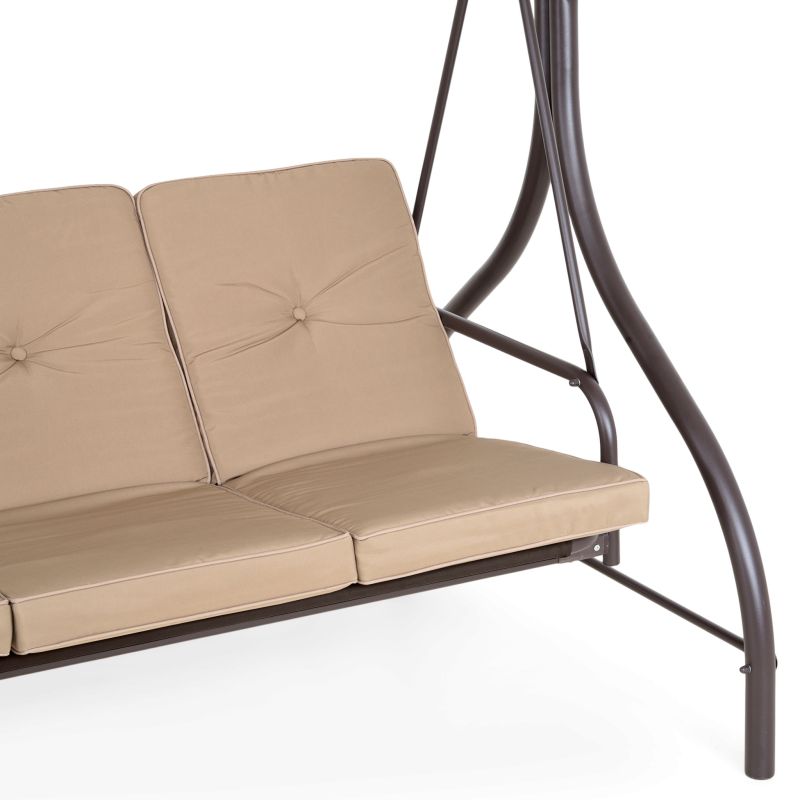 Leagan 3 locuri cu functie pat ARIANNA L.191.5 l.118 H.175 maro/kaki - 8