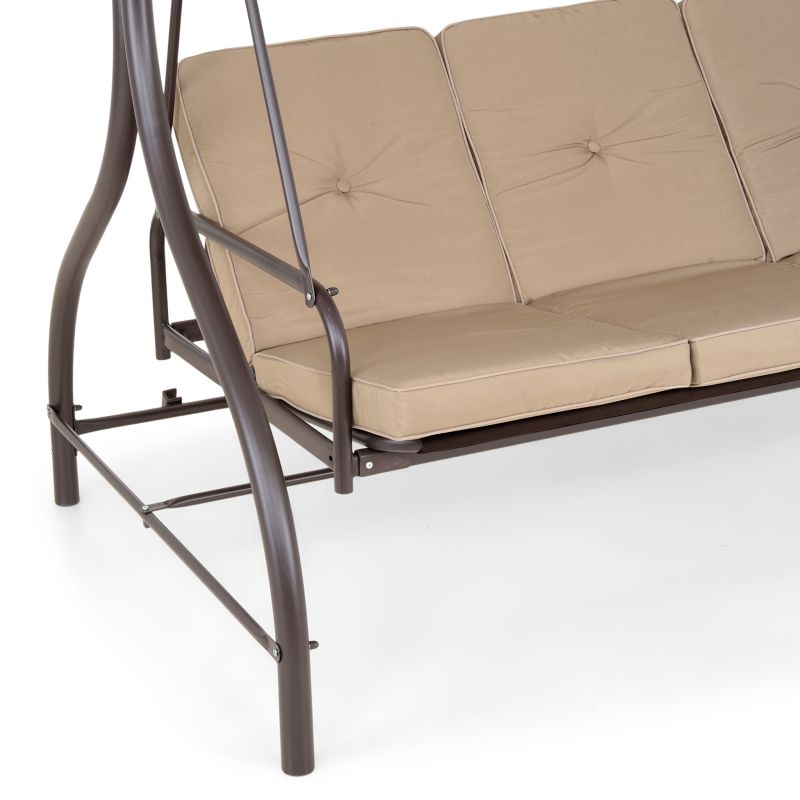 Leagan 3 locuri cu functie pat ARIANNA L.191.5 l.118 H.175 maro/kaki - 9