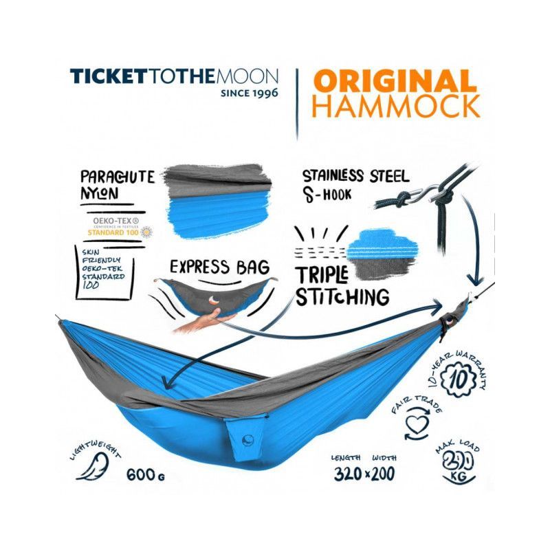 Hamac Ticket to the Moon Original Starter - Aqua Dark Grey - 320 × 200 cm - TMO1503 - 3