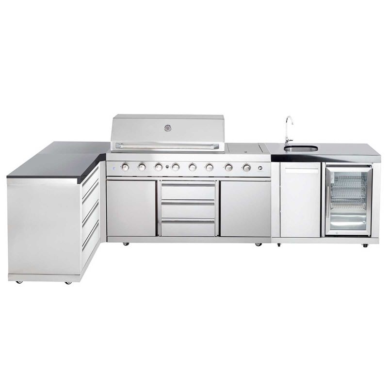 Bucatarie de exterior modulara, gratar, chiuveta, frigider, dulap cu sertare si blat de lucru compozit, ALL GRILL 100930-V11 - 1 Bucatarie de exterior modulara, gratar, chiuveta, frigider, dulap cu sertare si blat de lucru compozit, ALL GRILL 100930-V11 - 1