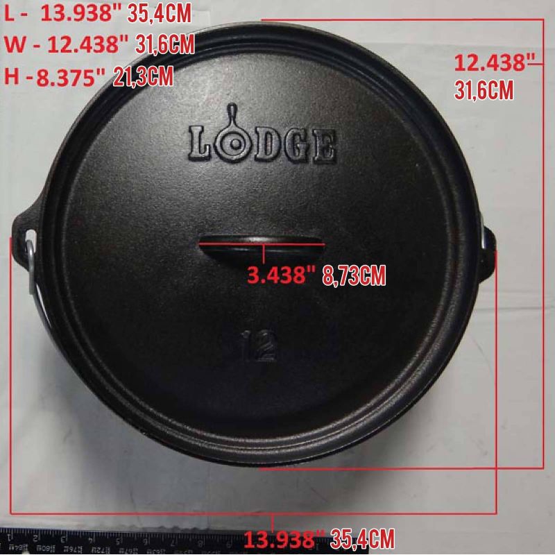 Ceaun din fonta cu capac - cuptor olandez Lodge 30,2 cm 7,6 litri L-12DCO3 - 8