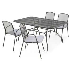 Set 4 scaune cu spatar mediu si masa dreptunghiulara BERLIN negru/gri - 1