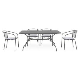 Set 4 scaune si masa dreptunghiulara BERLIN negru/gri - 1