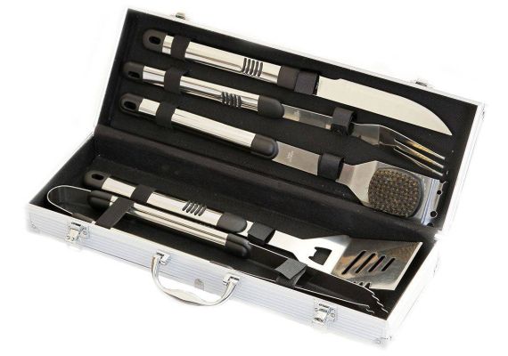 Set 5 ustensile din inox pentru gratar cutie din aluminiu Activa 16100 - 1 Set 5 ustensile din inox pentru gratar cutie din aluminiu Activa 16100 - 1