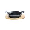 Tava rotunda din fonta cu suport de lemn pentru servire 15 cm 0,5 litri ALL GRILL 9703 - 2