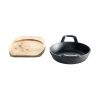Tava rotunda din fonta cu suport de lemn pentru servire 15 cm 0,5 litri ALL GRILL 9703 - 3