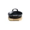 Tava rotunda din fonta cu suport de lemn pentru servire 15 cm 0,5 litri ALL GRILL 9703 - 4