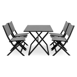 Set 4 scaune si masa dreptunghiulara pliabile BREEZE negru - 1