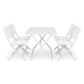 Set 4 scaune si masa dreptunghiulara pliabile BREEZE alb - 1