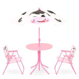 Set 2 scaune, masuta si umbrela copii COW roz - 1