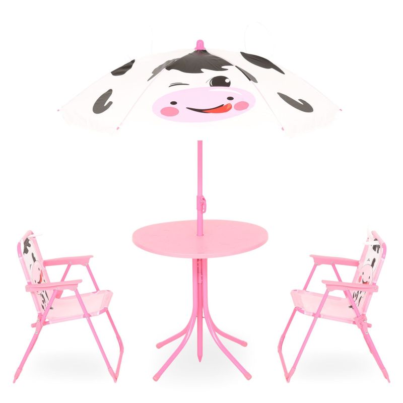 Set 2 scaune, masuta si umbrela copii COW roz - 1