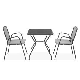 Set 2 scaune spatar mediu si masa patrata BERLIN L.70 l.70 H.72 negru/gri - 1