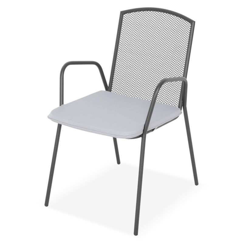 Set 2 scaune spatar mediu si masa patrata BERLIN L.70 l.70 H.72 negru/gri - 7