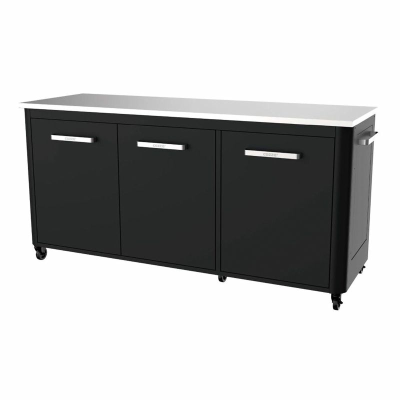 Modul bucatarie de exterior cu 3 usi, spatii depozitare si blat de lucru din inox Cozze negru 180 x 60 x 90 cm RES02-90528 - 1 Modul bucatarie de exterior cu 3 usi, spatii depozitare si blat de lucru din inox Cozze negru 180 x 60 x 90 cm RES02-90528 - 1