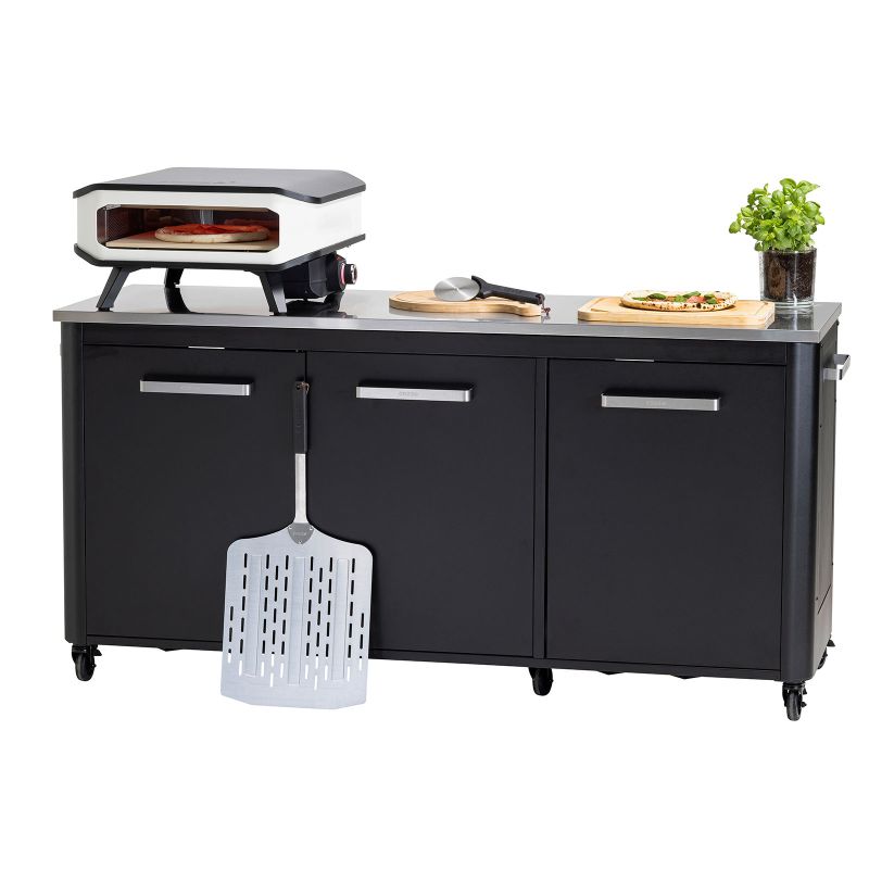 Modul bucatarie de exterior cu 3 usi, spatii depozitare si blat de lucru din inox Cozze negru 180 x 60 x 90 cm 90528 - 15