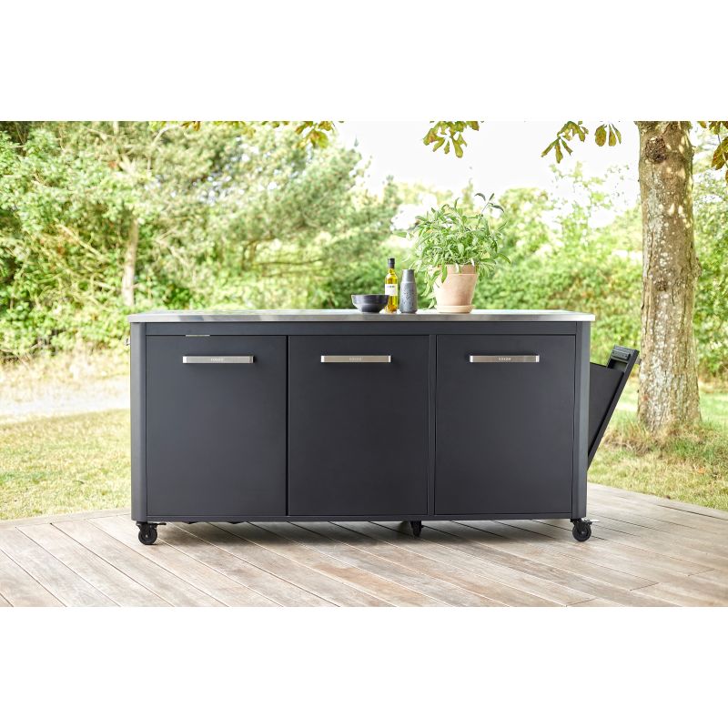 Modul bucatarie de exterior cu 3 usi, spatii depozitare si blat de lucru din inox Cozze negru 180 x 60 x 90 cm 90528 - 19
