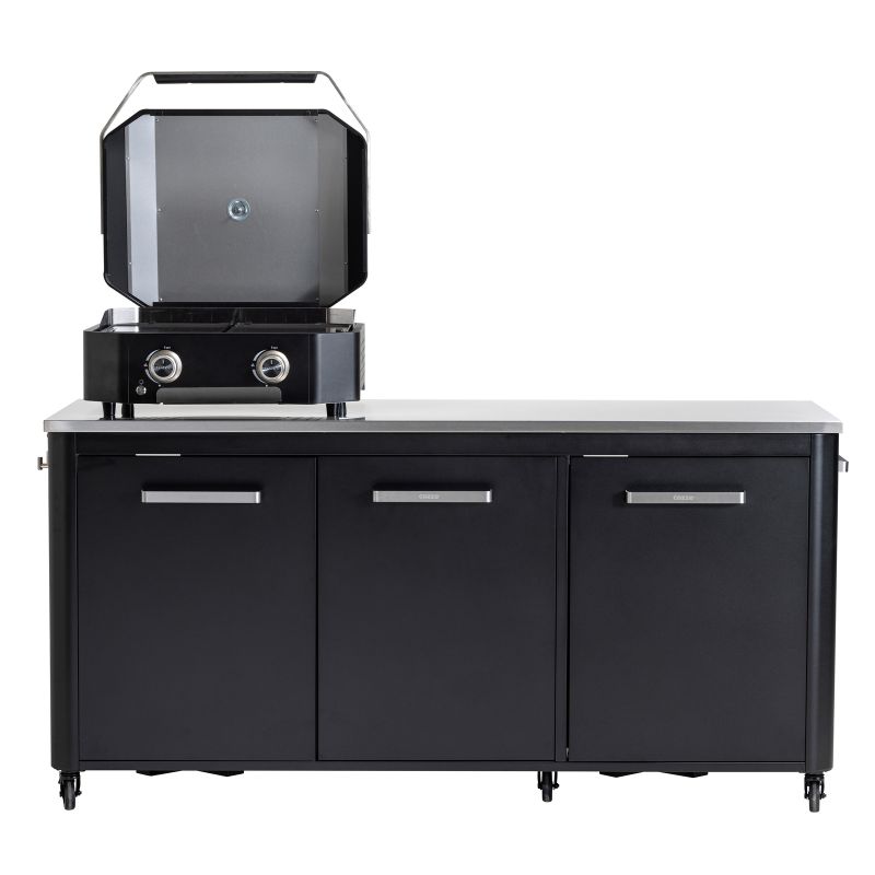 Modul bucatarie de exterior cu 3 usi, spatii depozitare si blat de lucru din inox Cozze negru 180 x 60 x 90 cm 90528 - 18