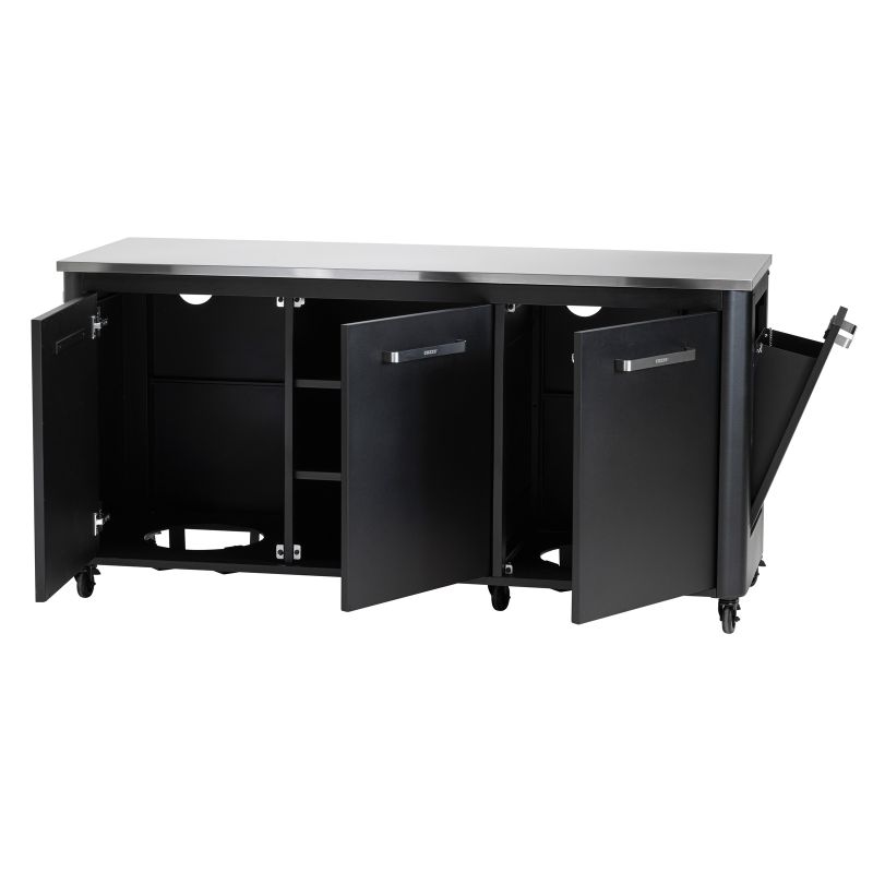 Modul bucatarie de exterior cu 3 usi, spatii depozitare si blat de lucru din inox Cozze negru 180 x 60 x 90 cm 90528 - 2