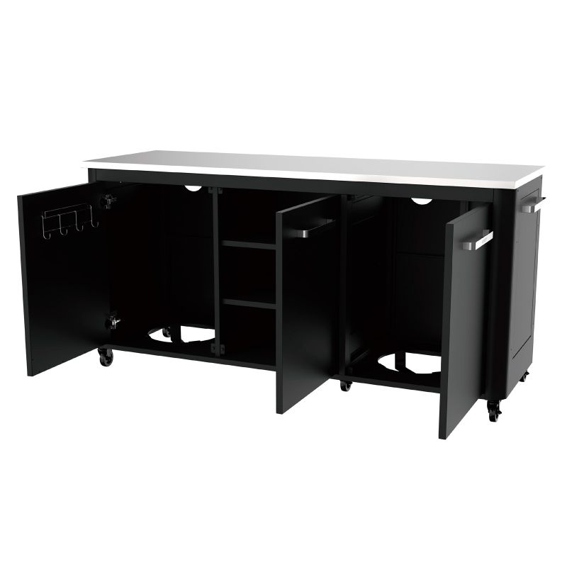 Modul bucatarie de exterior cu 3 usi, spatii depozitare si blat de lucru din inox Cozze negru 180 x 60 x 90 cm 90528 - 4