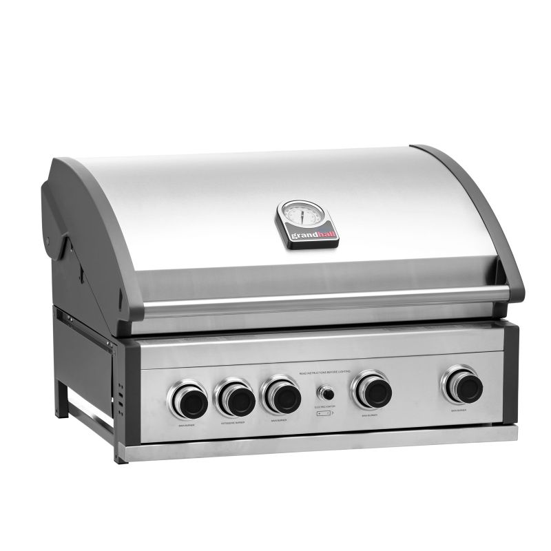 Gratar pe gaz cu 5 arzatoare 4 inox si 1 infrarosu, incastrabil, grile si plita fonta, Grandhall Pro Elite 4 K04000309A - 3