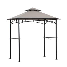 Pavilion gazebo din otel pentru gratar cu copertina Sunjoy Linas 244cm x 152cm negru/gri A103002201 - 1