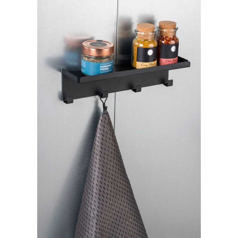 Sina magnetica cu carlige si suport Ima Wenko Black Outdoor Kitchen 30 x 6,5 x 9 cm negru 55067100 - 6