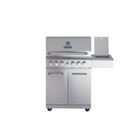 Gratar pe gaz din inox ALL GRILL Allrounder L 100304, cu 4.1 arzatoare si arzator ceramic pentru rotisor