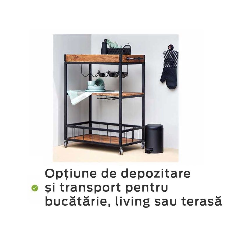 Mini bar rustic cu 3 rafturi, 80x89,5x40 cm, metal si MDF, Wenko 54125100 - 9
