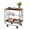 Mini bar pliabil cu roti transport, 2 rafturi, metal si MDF, 68 x 40,6 x 70 cm, Wenko Deluxe Walnut 713003100 - 1