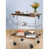 Mini bar pliabil cu roti transport, 2 rafturi, metal si MDF, 68 x 40,6 x 70 cm, Wenko Deluxe Walnut 713003100 - 6