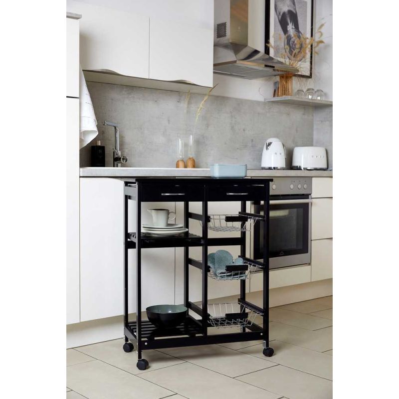 Mini bar, polite si sertare, negru, MDF, 67 x 86,5 x 35 cm Wenko Bon Appetit 54128100 - 7