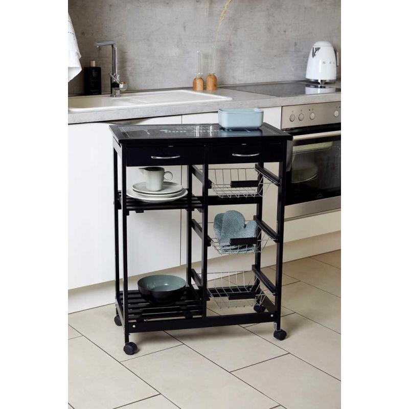 Mini bar, polite si sertare, negru, MDF, 67 x 86,5 x 35 cm Wenko Bon Appetit 54128100 - 8