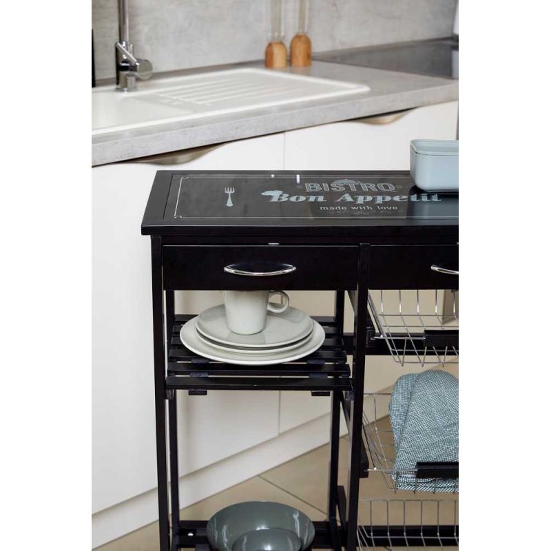 Mini bar, polite si sertare, negru, MDF, 67 x 86,5 x 35 cm Wenko Bon Appetit 54128100 - 9