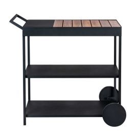 Mini bar negru cu 3 rafturi, metal si lemn de accacia, 80 x 98 x 40 cm, Wenko Miro 55106100 - 2