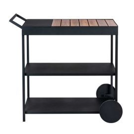 Mini bar negru cu 3 rafturi, metal si lemn de accacia, 80 x 98 x 40 cm, Wenko Miro RES02-55106100 - 2