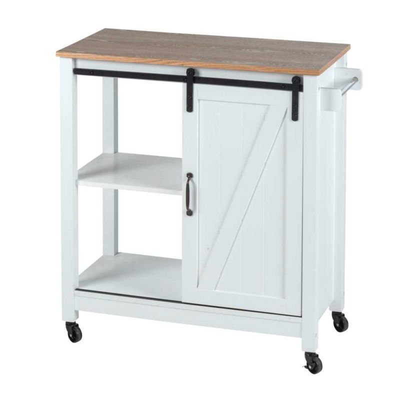 Mini bar alb cu 3 rafturi si usa, MDF si lemn, 80 x 88,5 x 40 cm, Wenko Country House 54130100 - 2